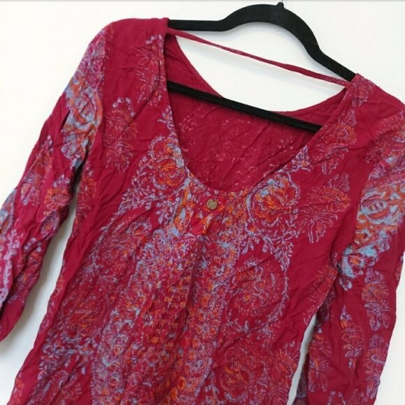 𝅺BILLABONG Burgundy Boho Paisley Dress - Picture 3 of 4